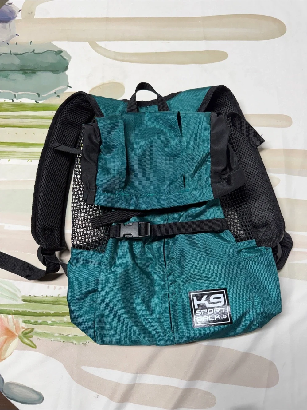 turquoise K9 Sport Sack Trainer backpack dog carrier mesh sides adjustable strap